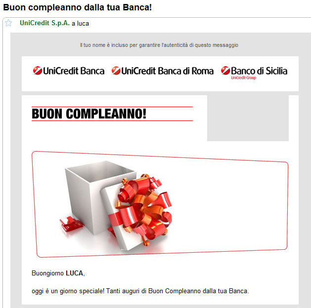 Unicredit, Buon Compleanno, Problemi di comunicazione…