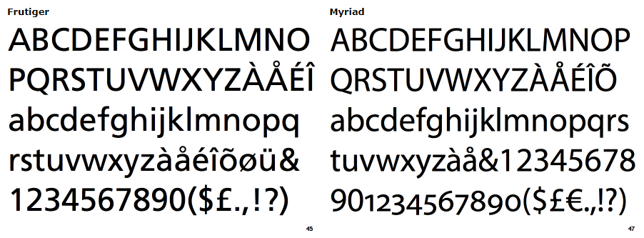 Frutiger Alternative? Myriad Pro Fonts