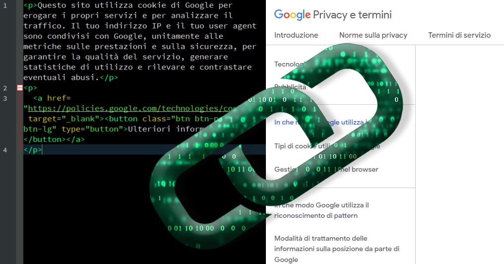 Blogger Pagina Privacy semplice con link a google policies.