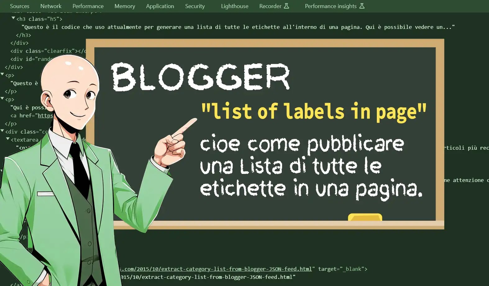 Blogger “list of labels in page” cioè come pubblicare una Lista di tutte le etichette in una pagina.