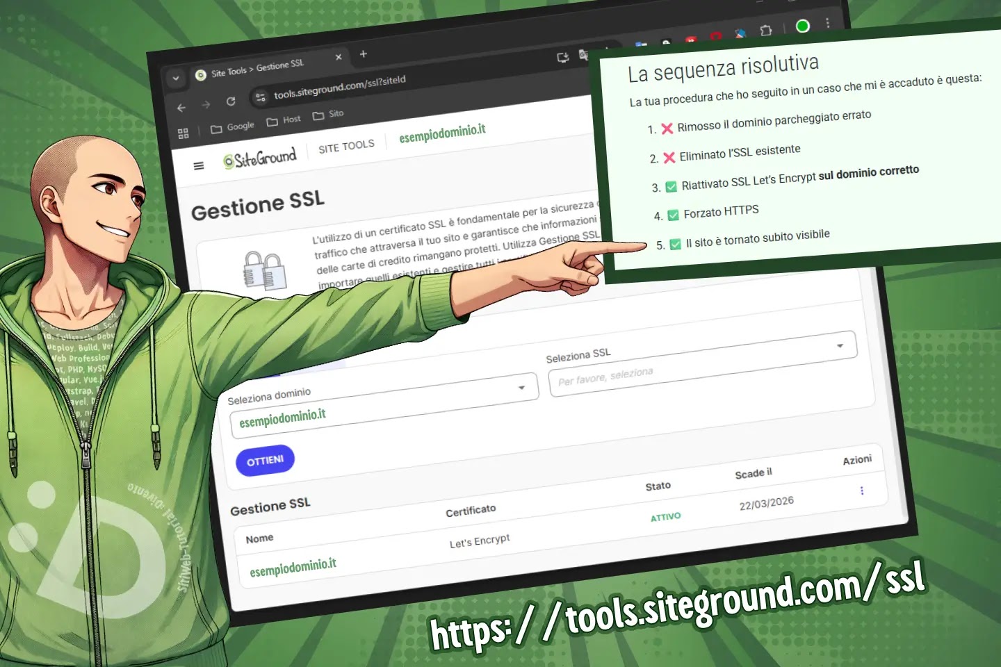 SiteGround: problema con attivazione SSL. Come risolverlo.
